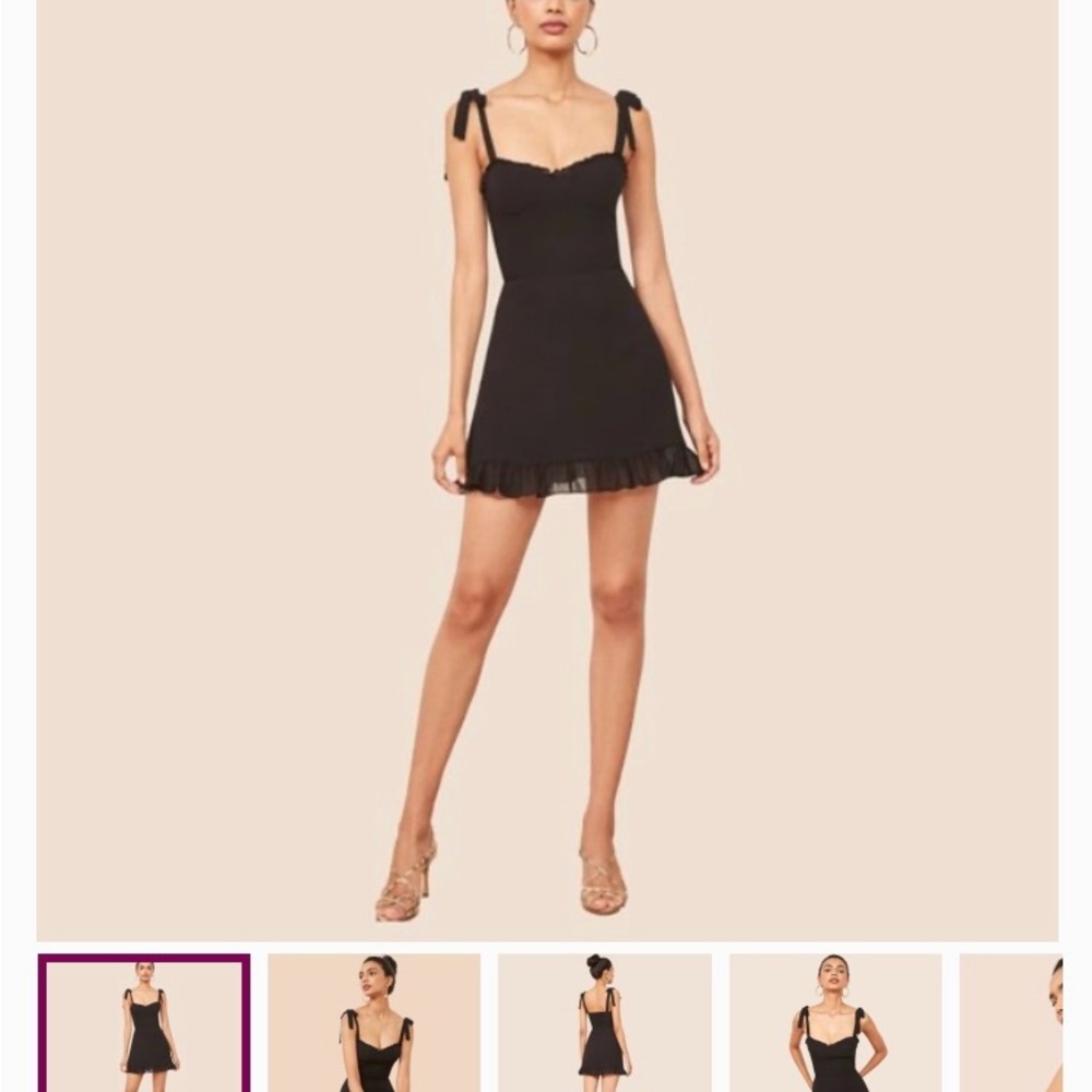 Reformation Black Ruffle Mini Christine Dress Ladies Sz 4